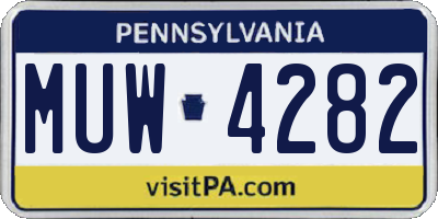 PA license plate MUW4282