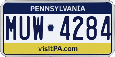 PA license plate MUW4284