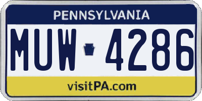 PA license plate MUW4286