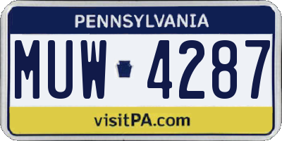 PA license plate MUW4287
