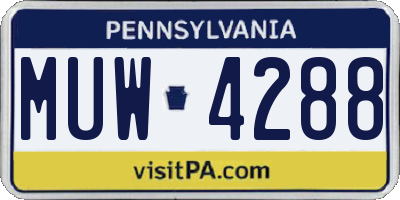PA license plate MUW4288