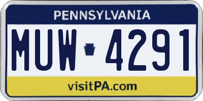 PA license plate MUW4291