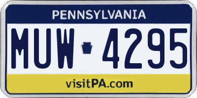PA license plate MUW4295