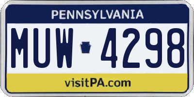 PA license plate MUW4298
