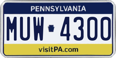 PA license plate MUW4300