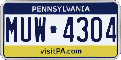 PA license plate MUW4304