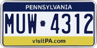 PA license plate MUW4312