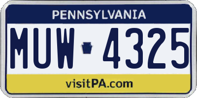 PA license plate MUW4325