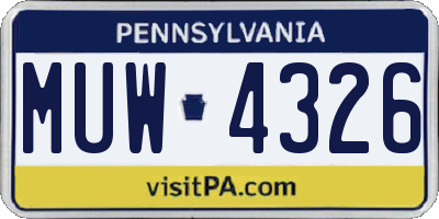 PA license plate MUW4326