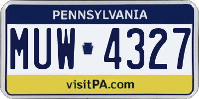 PA license plate MUW4327