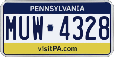 PA license plate MUW4328