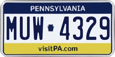 PA license plate MUW4329