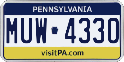 PA license plate MUW4330