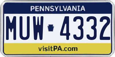 PA license plate MUW4332