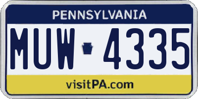 PA license plate MUW4335