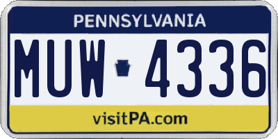 PA license plate MUW4336