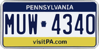 PA license plate MUW4340