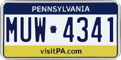 PA license plate MUW4341