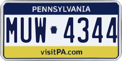 PA license plate MUW4344