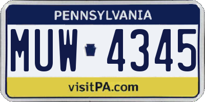 PA license plate MUW4345