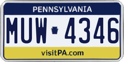 PA license plate MUW4346