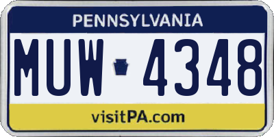PA license plate MUW4348