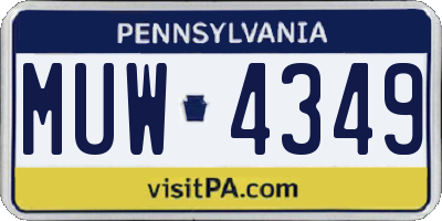 PA license plate MUW4349