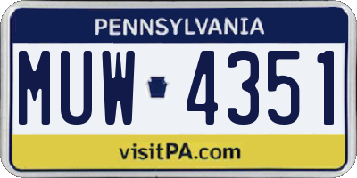 PA license plate MUW4351