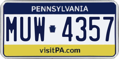 PA license plate MUW4357