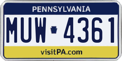 PA license plate MUW4361