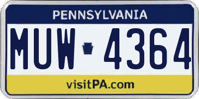 PA license plate MUW4364