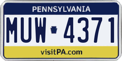 PA license plate MUW4371