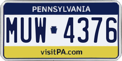 PA license plate MUW4376