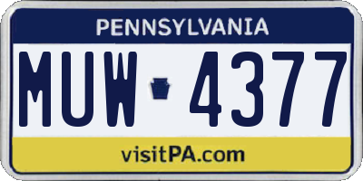 PA license plate MUW4377