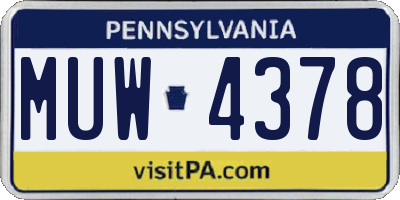 PA license plate MUW4378