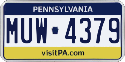 PA license plate MUW4379