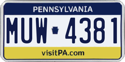 PA license plate MUW4381