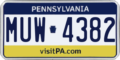 PA license plate MUW4382