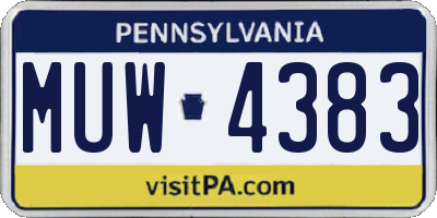 PA license plate MUW4383