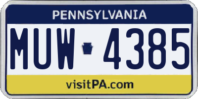 PA license plate MUW4385