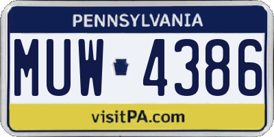 PA license plate MUW4386