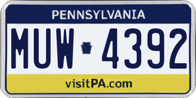 PA license plate MUW4392