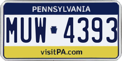 PA license plate MUW4393