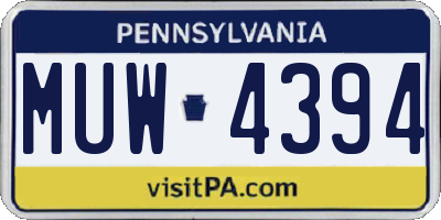 PA license plate MUW4394