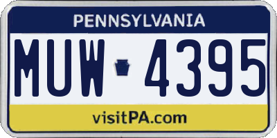 PA license plate MUW4395