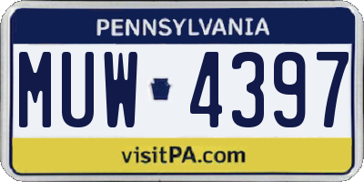 PA license plate MUW4397