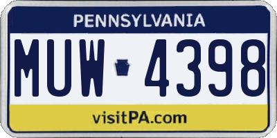PA license plate MUW4398