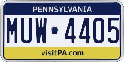 PA license plate MUW4405