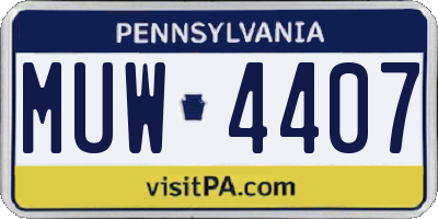 PA license plate MUW4407