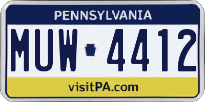 PA license plate MUW4412